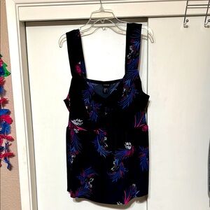 Black tank top with floral design